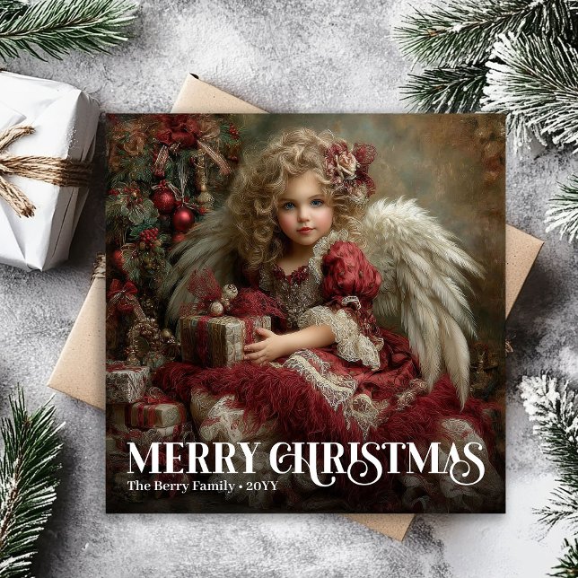 Tarjeta Festiva Traditional Victorian Angel Burgundy Red Gold Card (Traditional Victorian Angel Burgundy Red Gold Card)