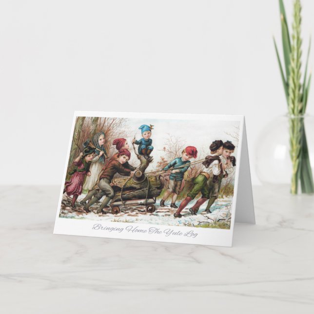 Tarjeta Festiva Traer a casa el registro de Yule (Anverso)