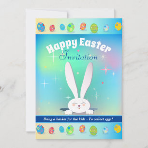 Tarjeta Festiva Traigan una canasta para que los niños recojan hue
