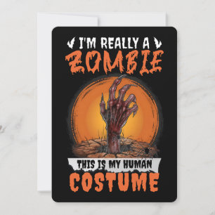Tarjeta Festiva Traje de Halloween de terror de zombie espeluznant