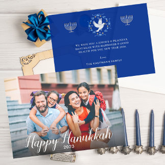Tarjeta Festiva Tranquilizador regocijo Feliz Hanukkah Blue Modern
