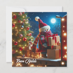 Tarjeta Festiva transportador de árbol de Buon Natale trayendo reg
