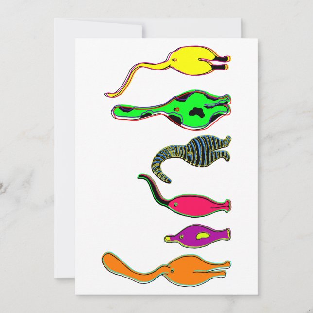 Tarjeta Festiva Traseros de Gatos Coloridos (Anverso)