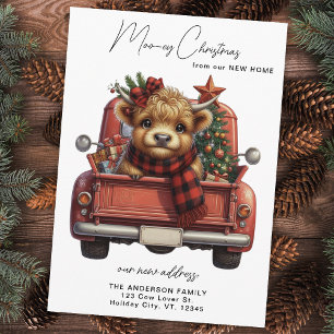 Tarjeta Festiva Traslado de Navidades de Camión Rojo Vintage de la