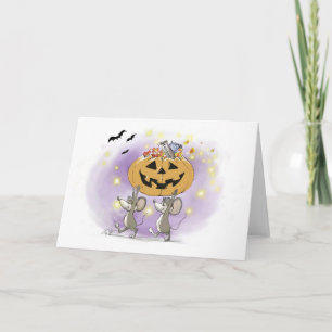 Tarjeta Festiva Tratamientos de calabaza de Halloween para Mic & M