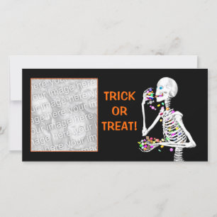 Tarjeta Festiva Tratamientos de esqueleto de Halloween
