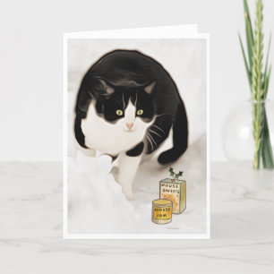 Tarjeta Festiva Tratamientos para gatos de navidades