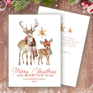 Tarjeta Festiva Trato de ciervo de Woodland y el flanco navideño S
