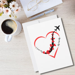 Tarjeta Festiva Travel Airplane Heart y me encanta mi familia de v