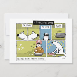Tarjeta Festiva Travesura de Acción de Gracias de Perro Gato