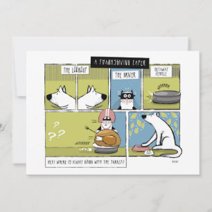 Tarjeta Festiva Travesura de Acción de Gracias de Perro Gato