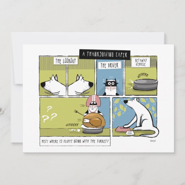 Tarjeta Festiva Travesura de Día de Acción de Gracias de Perro Gat (Anverso)
