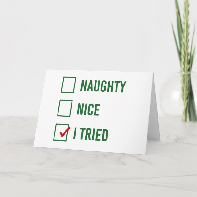 Tarjeta Festiva travieso, bueno, lo intenté - Cita de Navidades di (Anverso)