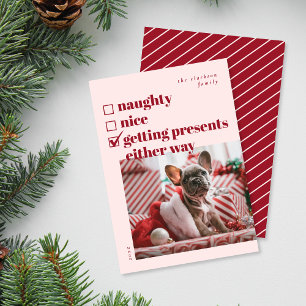 Tarjeta Festiva Travieso, Bueno, Recibiendo Regalos De Cualquiera
