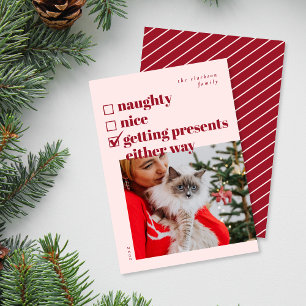 Tarjeta Festiva Travieso, Bueno, Recibiendo Regalos De Todos Modos