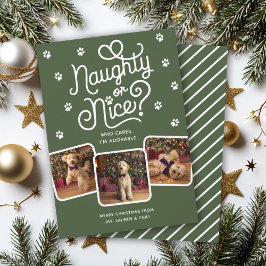 Tarjeta Festiva Travieso o Bueno Divertido Lindo Perro Gato Mascot