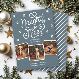 Tarjeta Festiva Travieso o Bueno Divertido Lindo Perro Gato Mascot
