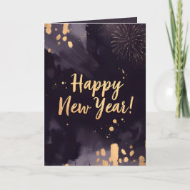 Tarjeta Festiva Trazos Deep Purple-Tarjeta de Año Nuevo