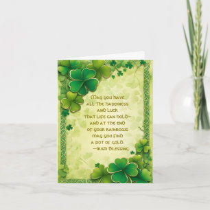 Tarjeta Festiva Tréboles y bendición irlandesa día de San Patricio
