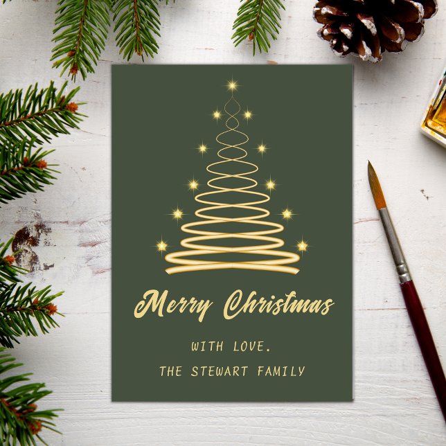 Tarjeta Festiva Tree Merry Christmas Forest Green Holiday Card (Subido por el creador)