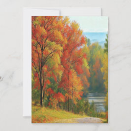 Tarjeta Festiva Trees River Colorful Autumns Wend Timeless Art 