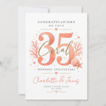 Treinta y cinco años Aniversario de bodas de coral