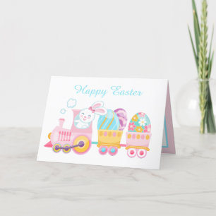 Tarjeta Festiva Tren de conejito de Pascua