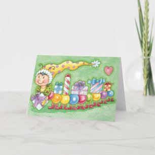 Tarjeta Festiva Tren de oruga navideño lindo con regalos