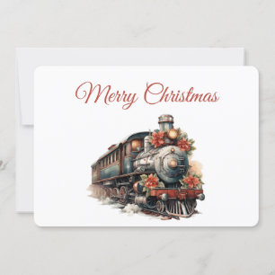 Tarjeta Festiva Tren de vapor de época Navidades tradicionales