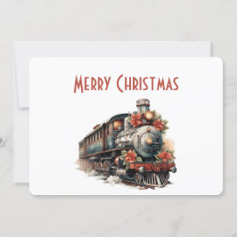 Tarjeta Festiva Tren de vapor de época Navidades tradicionales