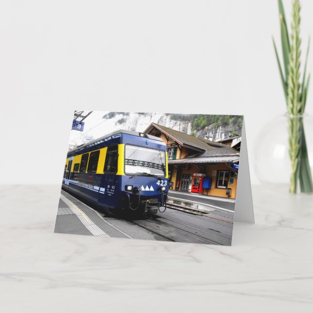 Tarjeta Festiva Tren en los alpes suizos (Anverso)