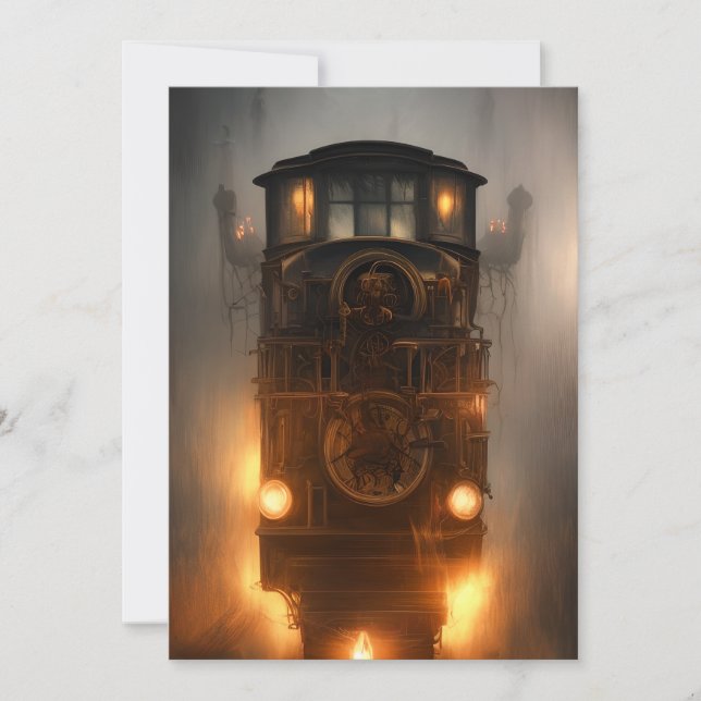 Tarjeta Festiva Tren fantasma de Halloween (Anverso)