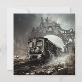 Tarjeta Festiva Tren fantasma embrujado de locomotora