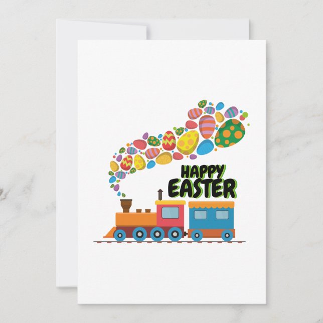 Tarjeta Festiva Tren Huevos De Pascua Para Niños (Anverso)