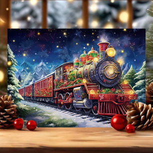 Tarjeta Festiva Tren Navideño Festivo