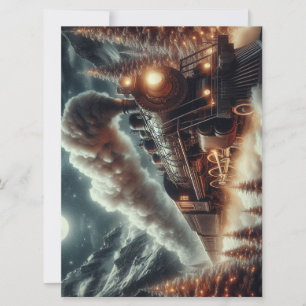 Tarjeta Festiva Tren nocturno de invierno/Navidades