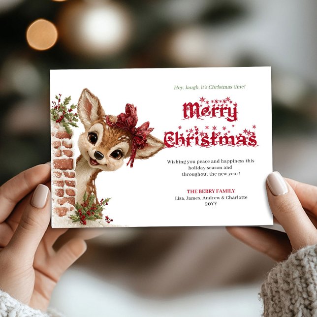 Tarjeta Festiva Trendy Baby Fawn Funny Cartoon Holiday Greeting  (Trendy Baby Fawn Funny Cartoon Holiday Greeting Card

)