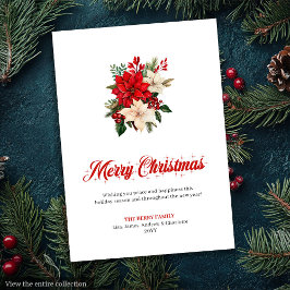 Tarjeta Festiva Trendy Christmas Flowers Printable Greeting Card