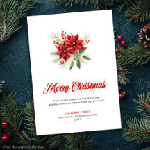 Trendy Christmas Flowers Printable Greeting Card