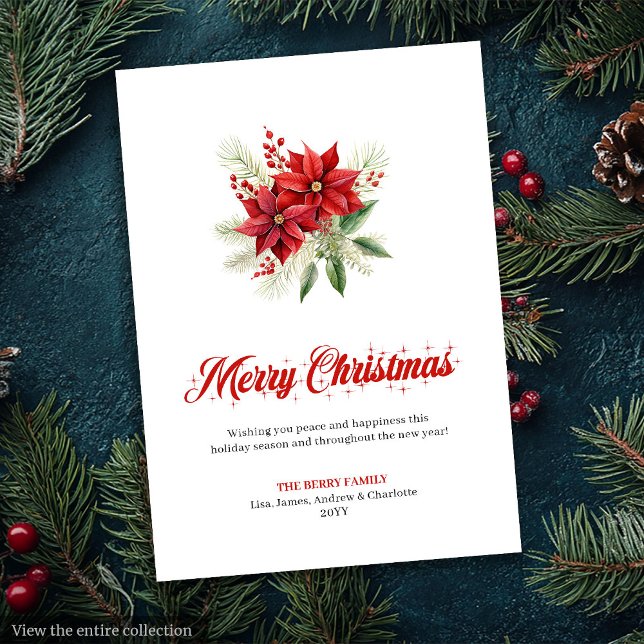 Tarjeta Festiva Trendy Christmas Flowers Printable Greeting Card (Trendy Christmas Flowers Printable Greeting Card

)