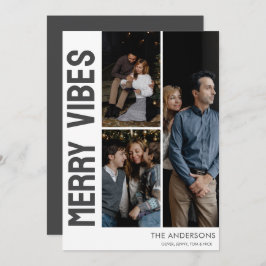 Tarjeta Festiva Trendy Classic 3 Photo Merry Vibes