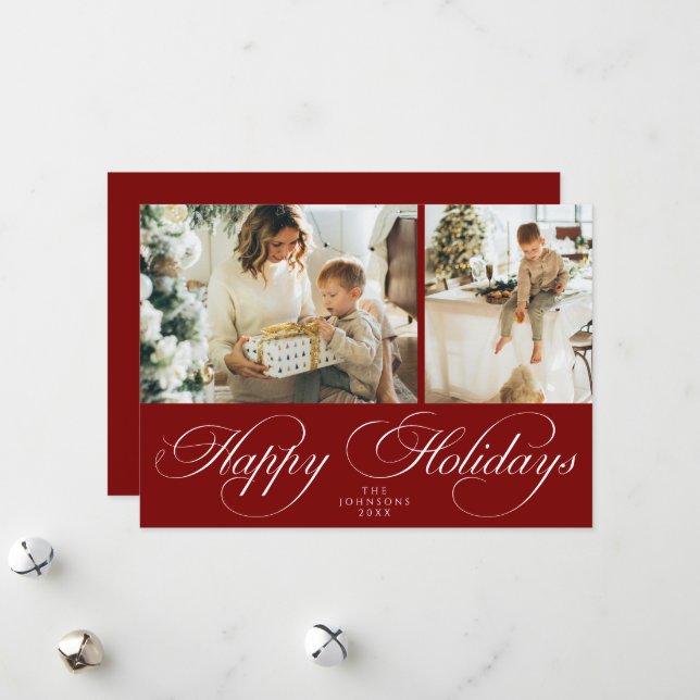 Tarjeta Festiva Trendy Elegant Family Photo Collage Christmas (Anverso/Reverso In Situ)