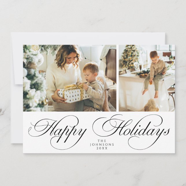 Tarjeta Festiva Trendy Elegant Family Photo Collage Christmas (Anverso)