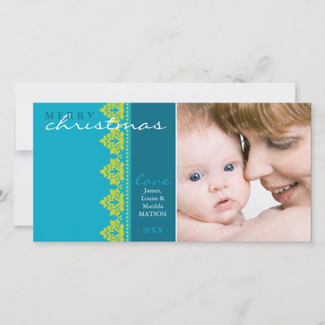 Tarjeta Festiva TRENDY HOLIDAY PHOTOCARD :: bonito limítrofe con L (Anverso)
