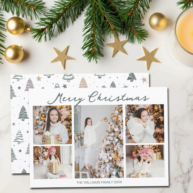 Tarjeta Festiva Trendy Merry Christmas Family Photo Collage 2025 (Subido por el creador)