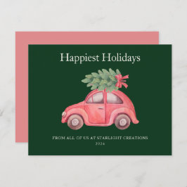 Tarjeta Festiva Trendy Pink Car Business Holiday Card