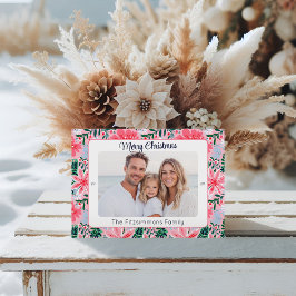 Tarjeta Festiva Trendy Pink Modern Merry Christmas Photo