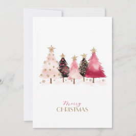 Tarjeta Festiva Trendy Pink Trees Christmas Card