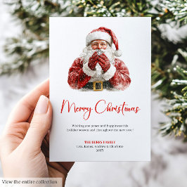 Tarjeta Festiva Trendy Santa Claus Modern Christmas Greeting Card