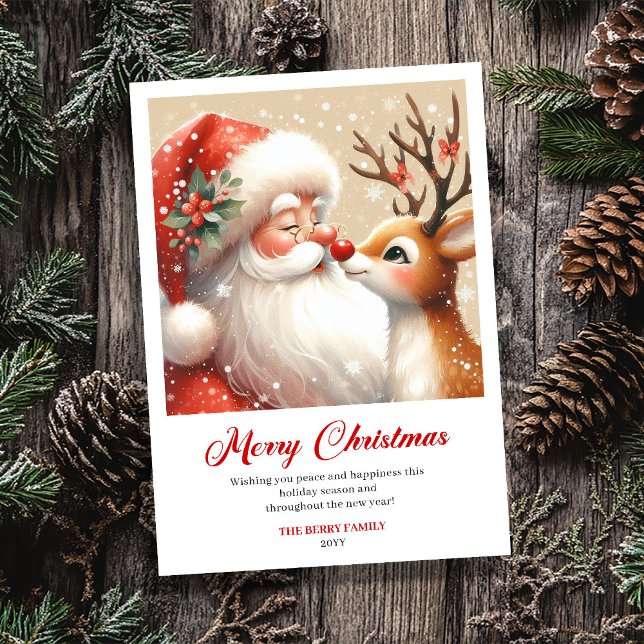 Tarjeta Festiva Trendy Santa Claus Rudolph Cartoon Christmas Card (Trendy Santa Claus Rudolph Cartoon Christmas Greeting Card

)